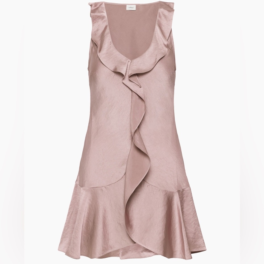 Wilfred Ruffle Front Mini Dress in Soft Pink